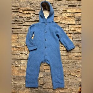 Disana Boiled Wool Bunting Snowsuit Sz 12-24 Months Blue Germany
